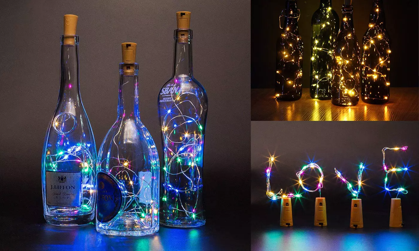 6 Pack 20 LED Wine Bottle Cork Lamp Fairy String  Lights for DIY Wedding Party