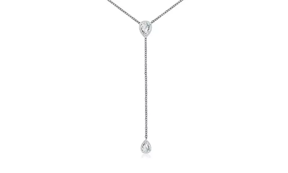 Pear Cut Lariat Crystal Necklace Made With Crystals From Swarovski - Primary Image