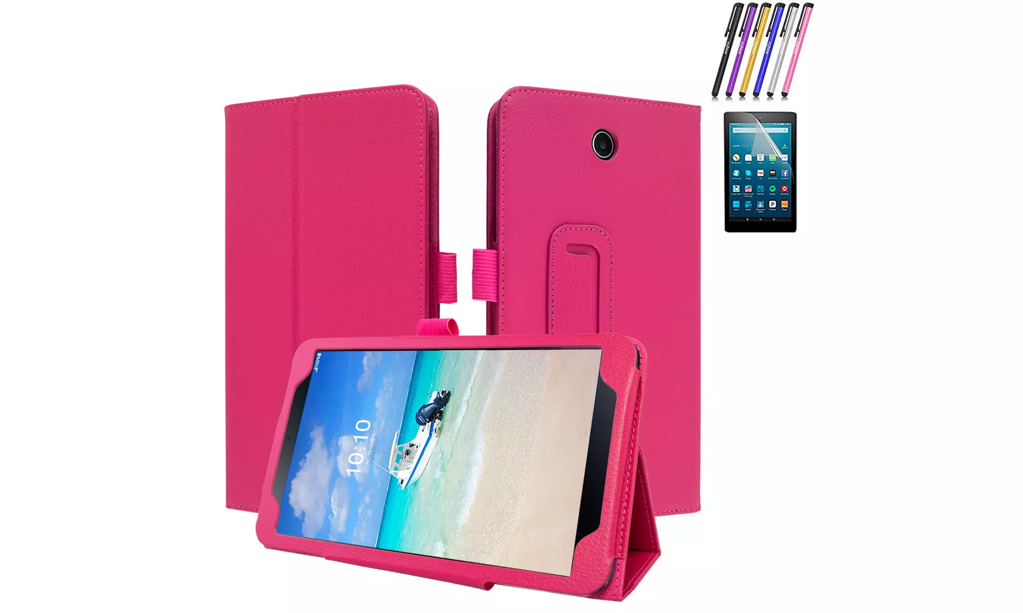 Leather Folio Case Cover For Alcatel 3T/Joy 8.0/A30 9024W 2017 Tablet folio case - Primary Image