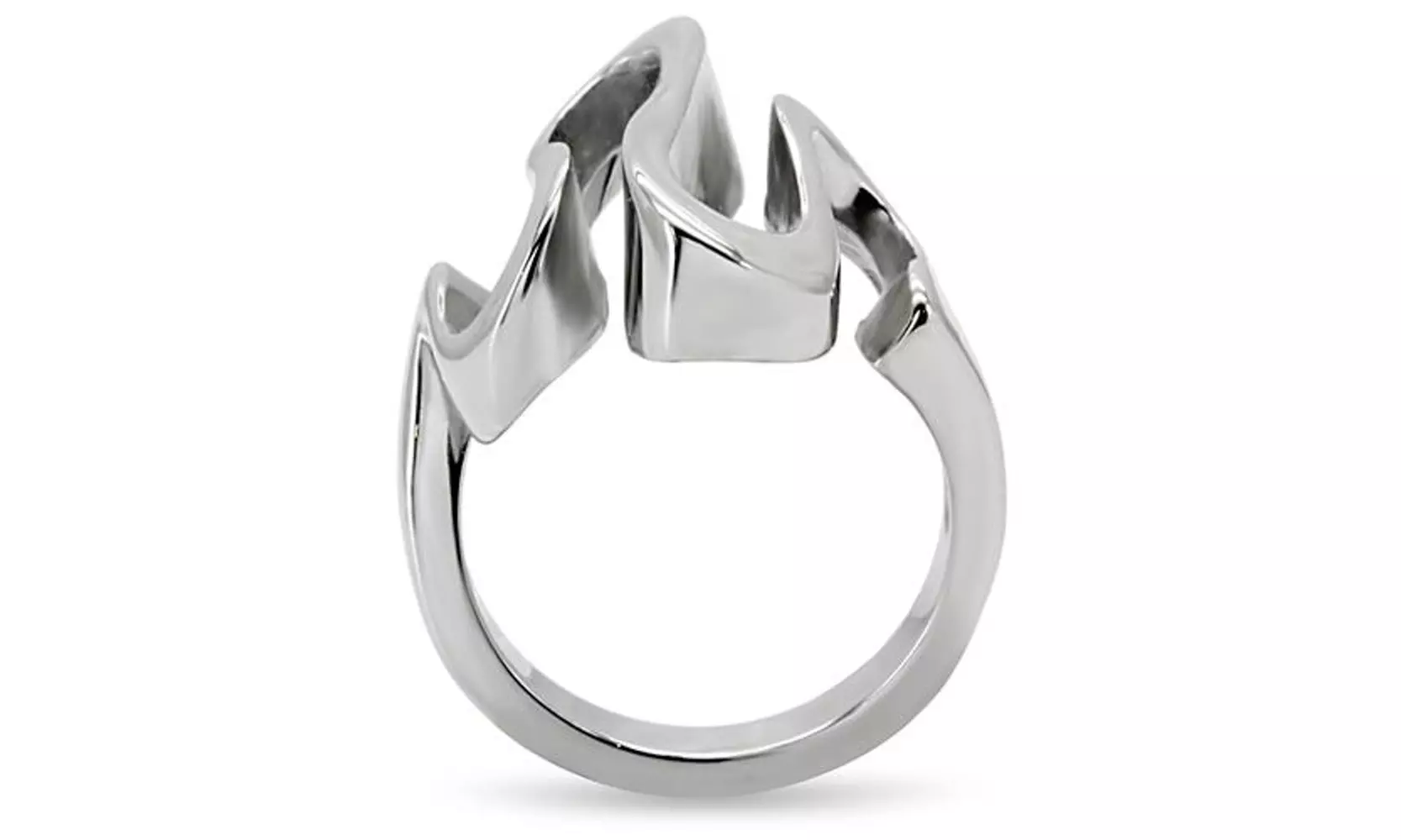 Women's High Polished Stainless Steel 316 Wave Cocktail Fashion Ring 