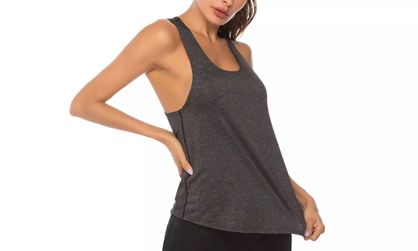 Women Open Back Loose fit Workout Racerback Tank Tops Sport Vest