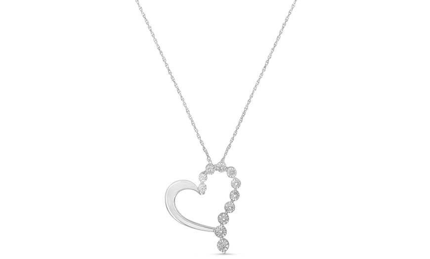Image 1: Sterling Silver 0.1ct TDW Diamond Heart Pendant Necklace (H-I,I2)