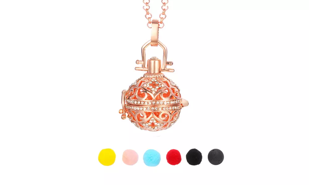 Leo Rosi Ball Lava Stone Glow Diffuser Necklace Locket Necklace for Perfume  - Second Medium