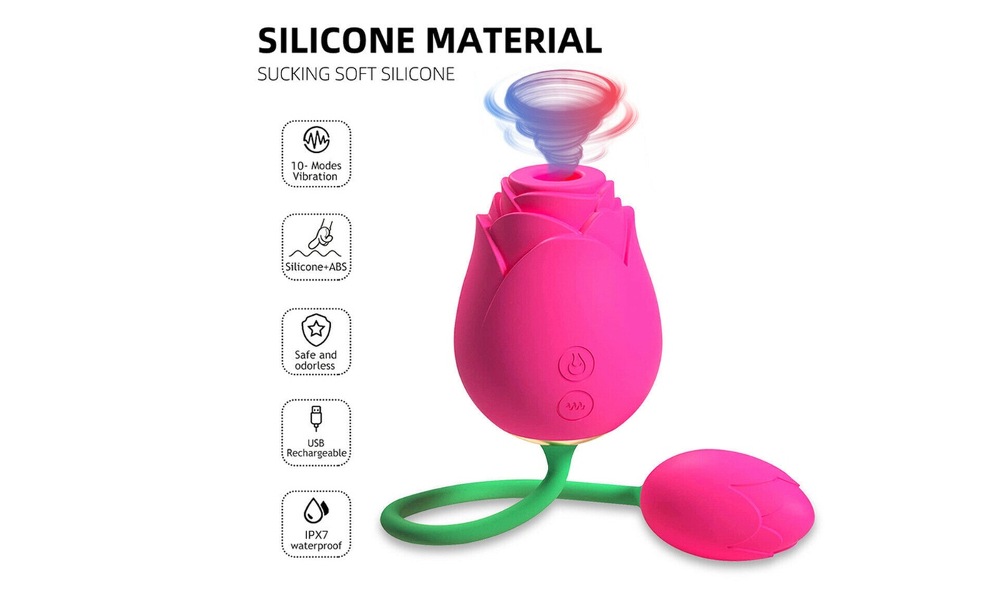10 Speed Rose G-spot Vibrator Clit Sucker Nipple Licking Sucking Dildo