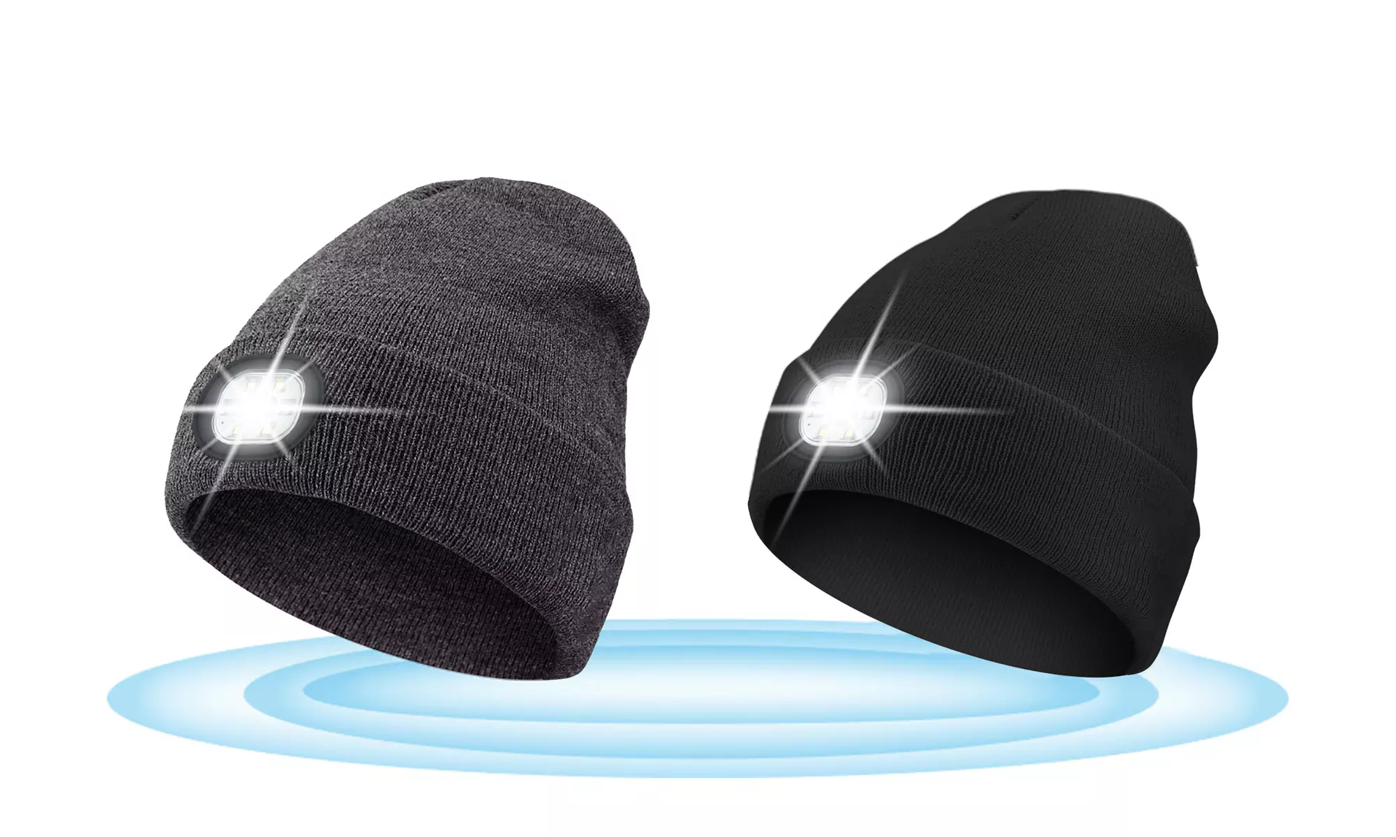 Unisex USB Rechargeable 6 LED Headlamp Cap Winter Knitted Night Lighted Hat - Primary Image