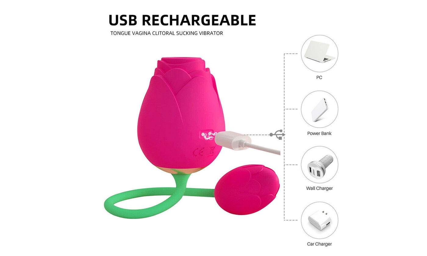 10 Speed Rose G-spot Vibrator Clit Sucker Nipple Licking Sucking Dildo