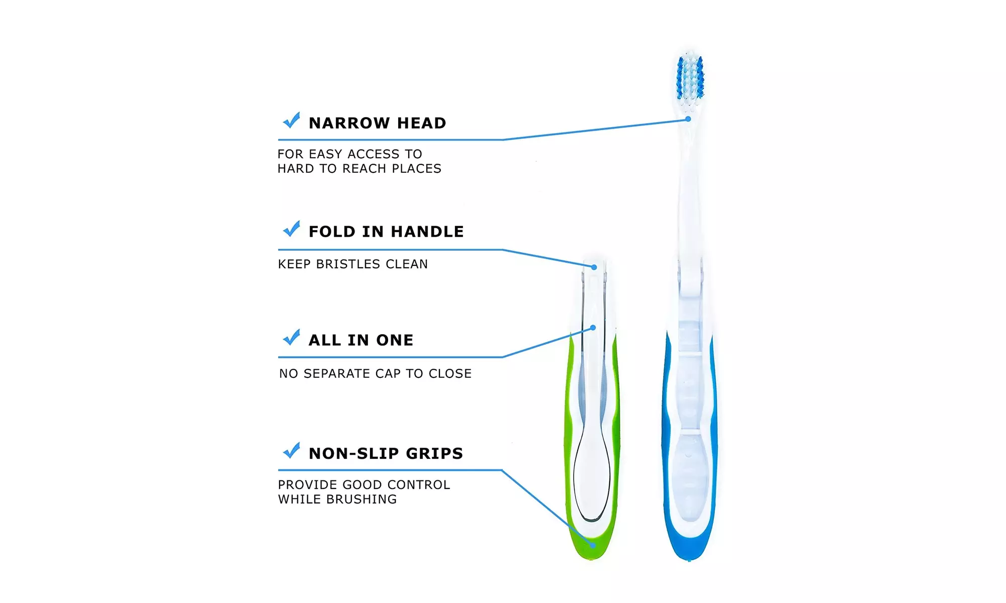 Lingito Travel Toothbrush, Folding with Built in Cover - Second Medium