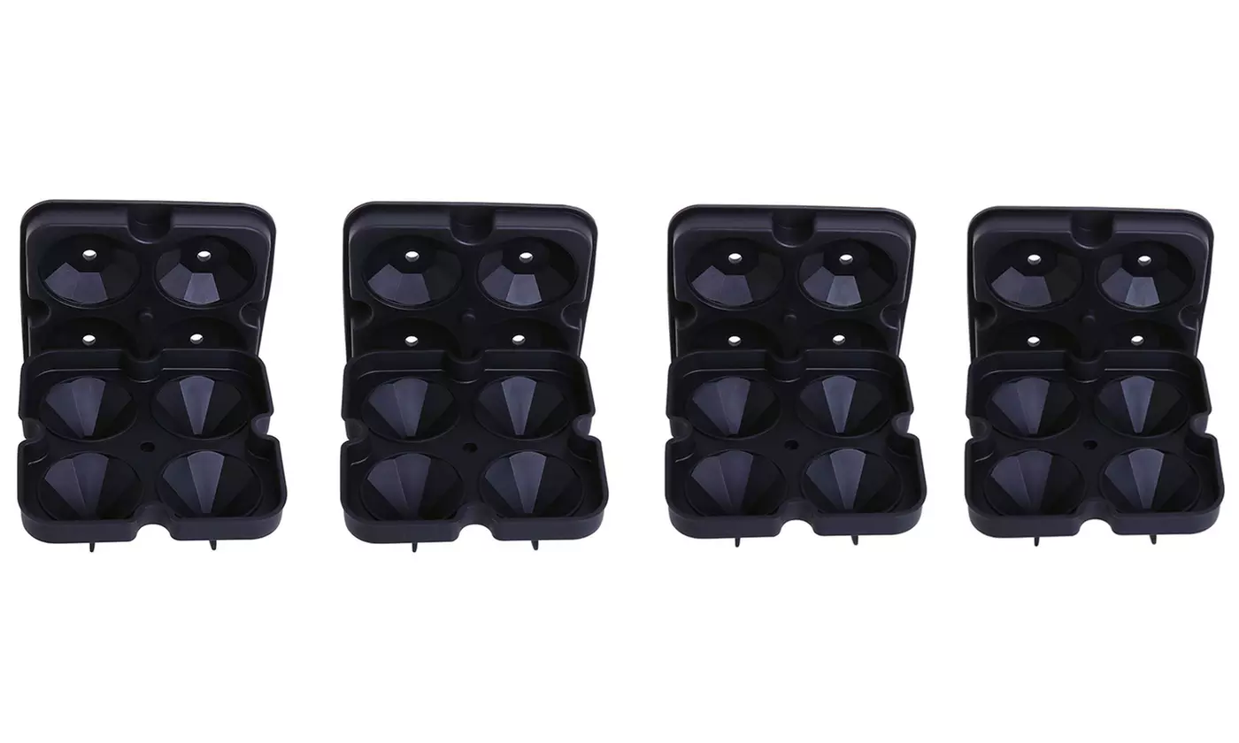 Diamond Ice Cube Maker Tray with Lid - Silicone Molds in 1, 2, or 4 pack 