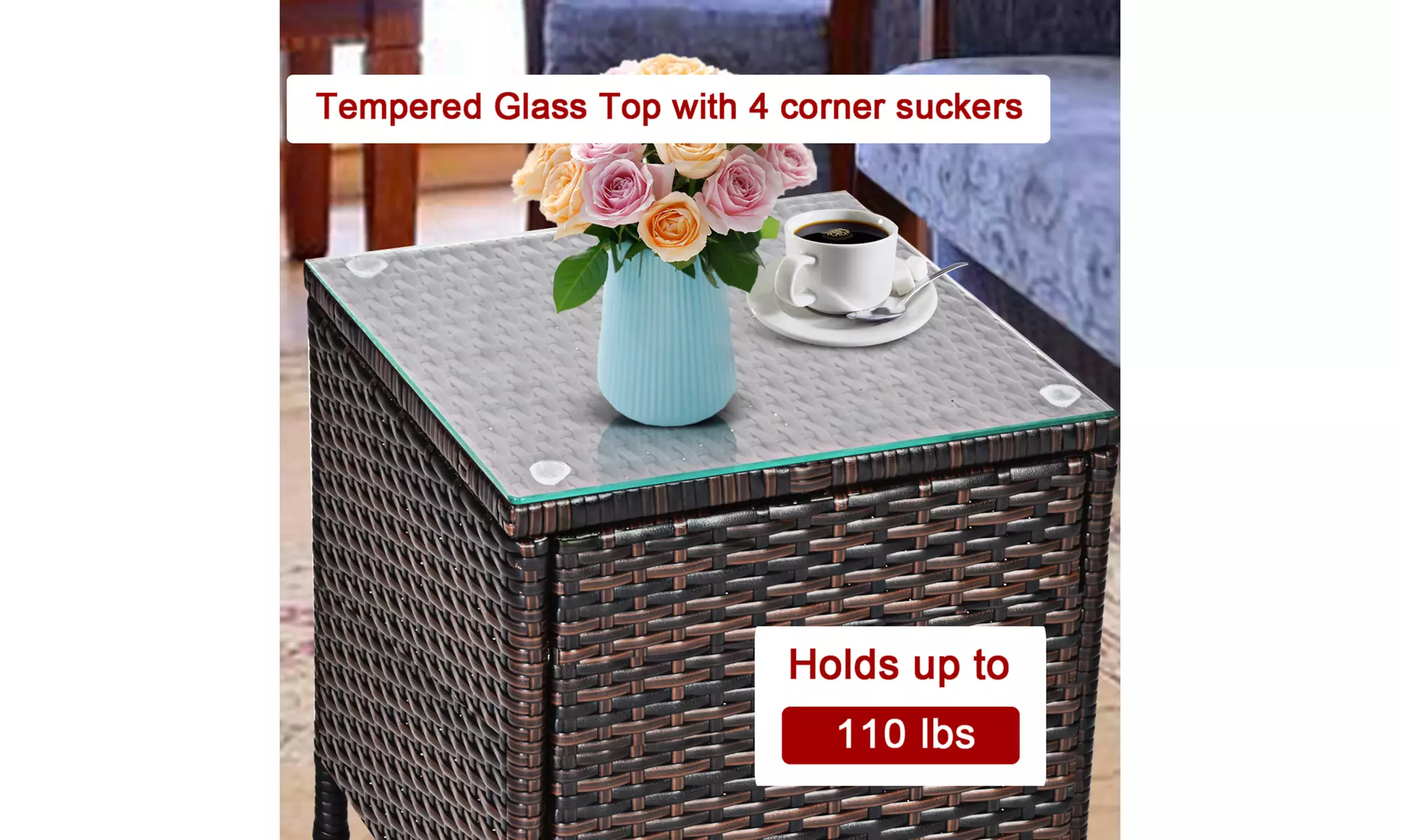 Costway Outdoor 3 PCS PE Rattan Wicker Furniture Sets Chairs Coffee Table Garden