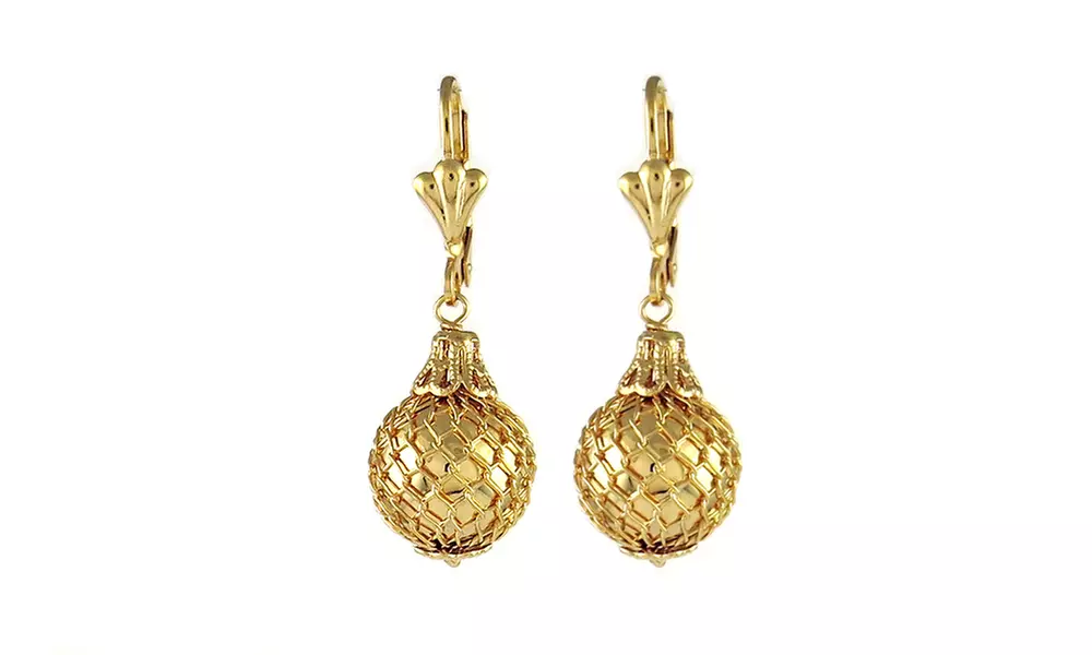 18k Yellow Gold Vintage Ball Drop Earrings