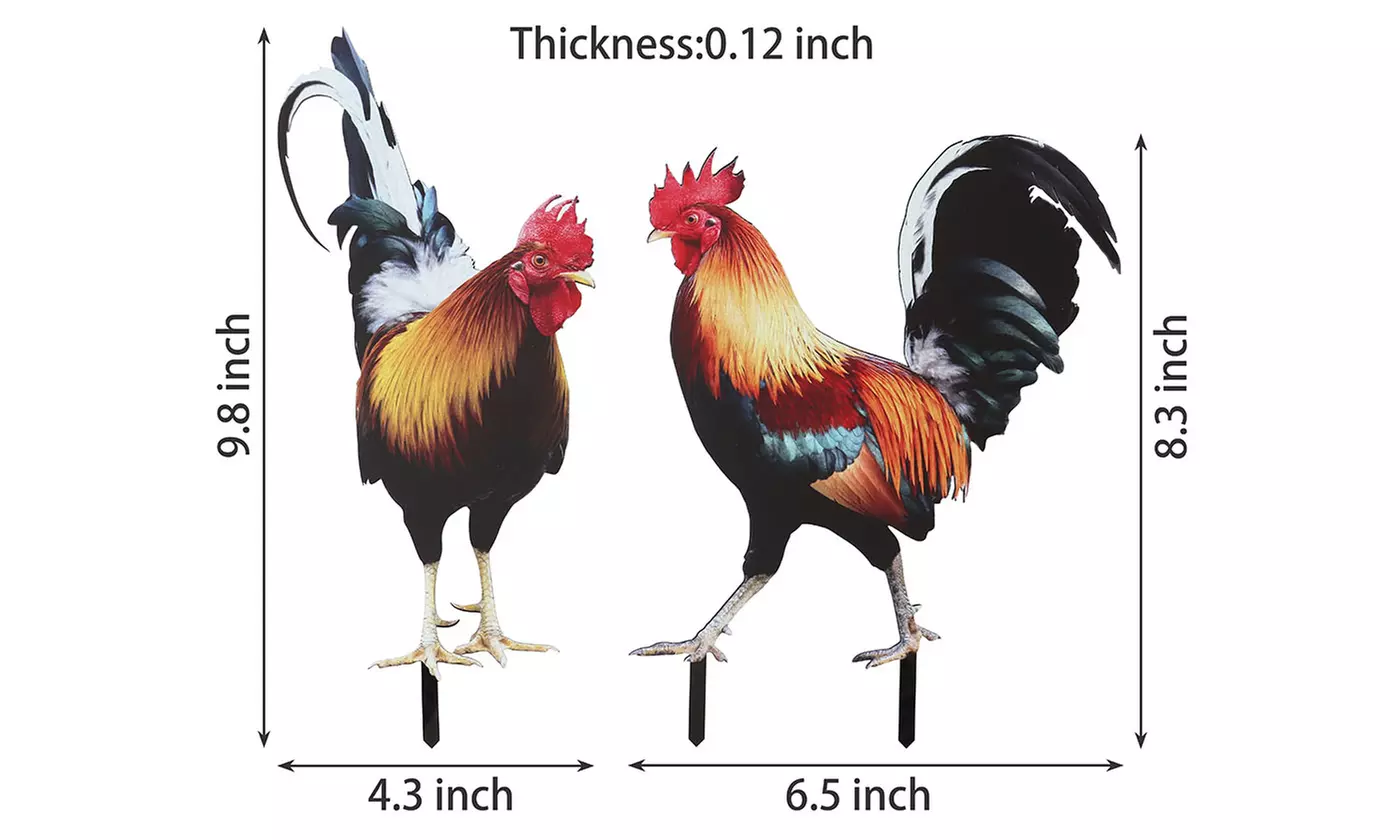 Rooster Decor Garden Statue Acrylic Chicken Yard Art Sculpture Outdoor Figurines