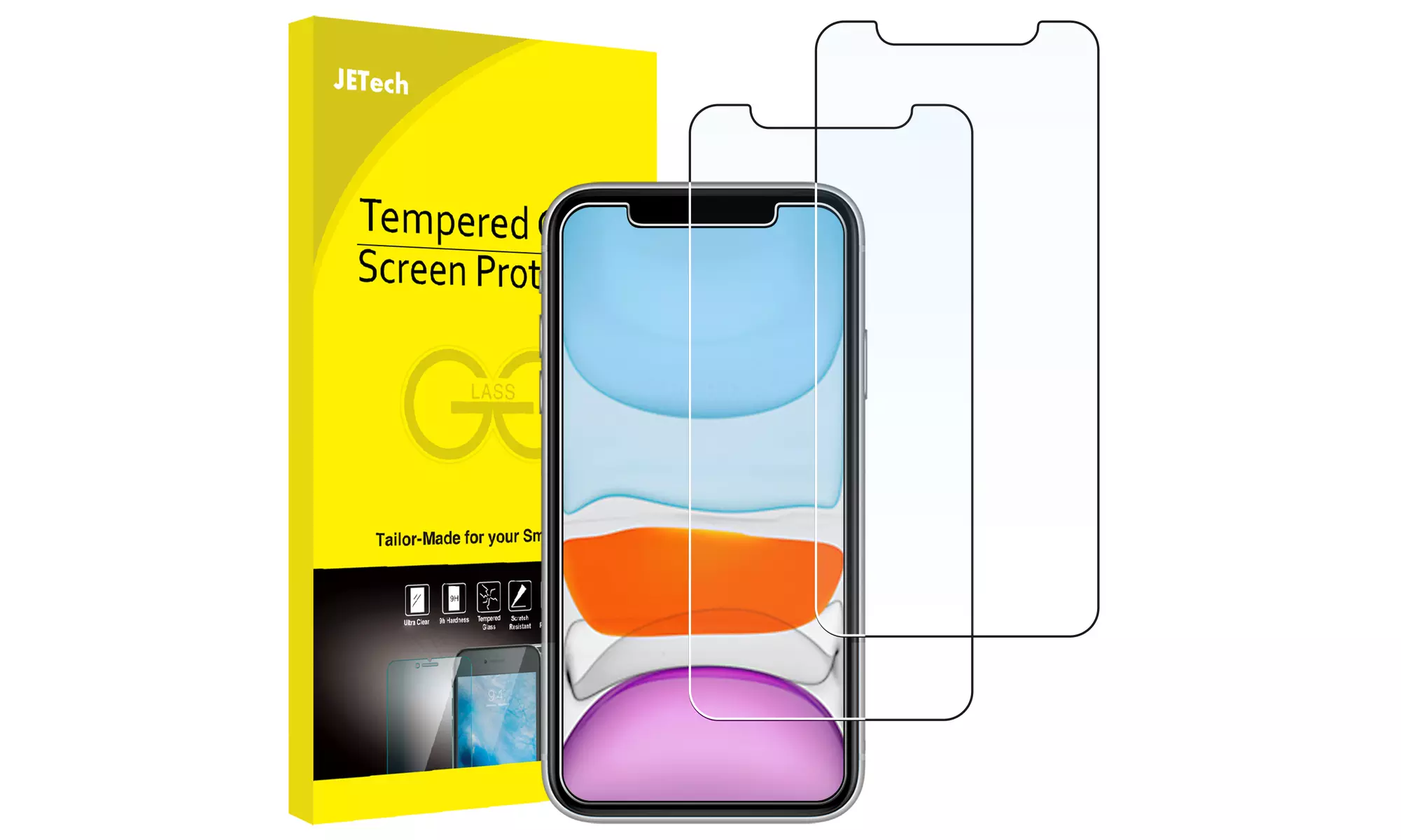 Screen Protector for iPhone X/XR/XS/XS Max/11/12, 11/12 Pro, 11 Pro Max, 2 Pack
