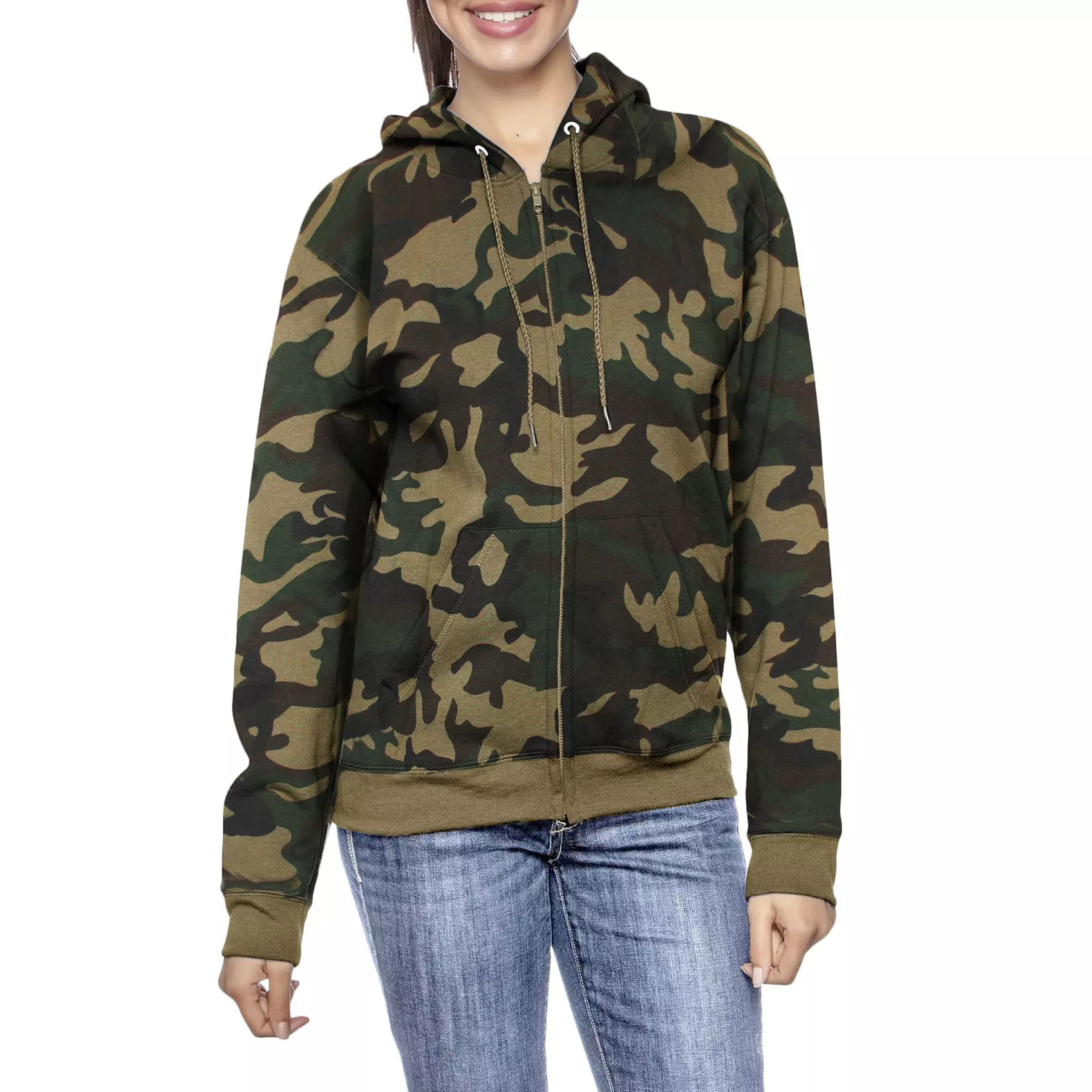 Women's Oversize Loose Fit Fleece-Lined Zip Hoodie Sweater
