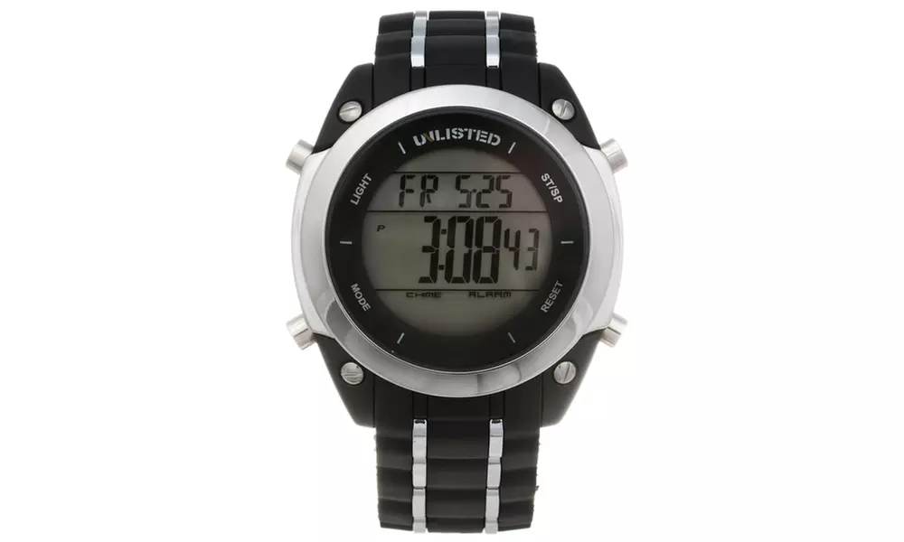 Unlisted by Kenneth Cole Men's Black Rubber Strap Digital Watch - Primary Image