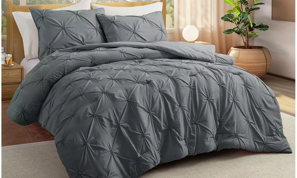 Peace Nest  2-3PC Pintuck Comforter Set