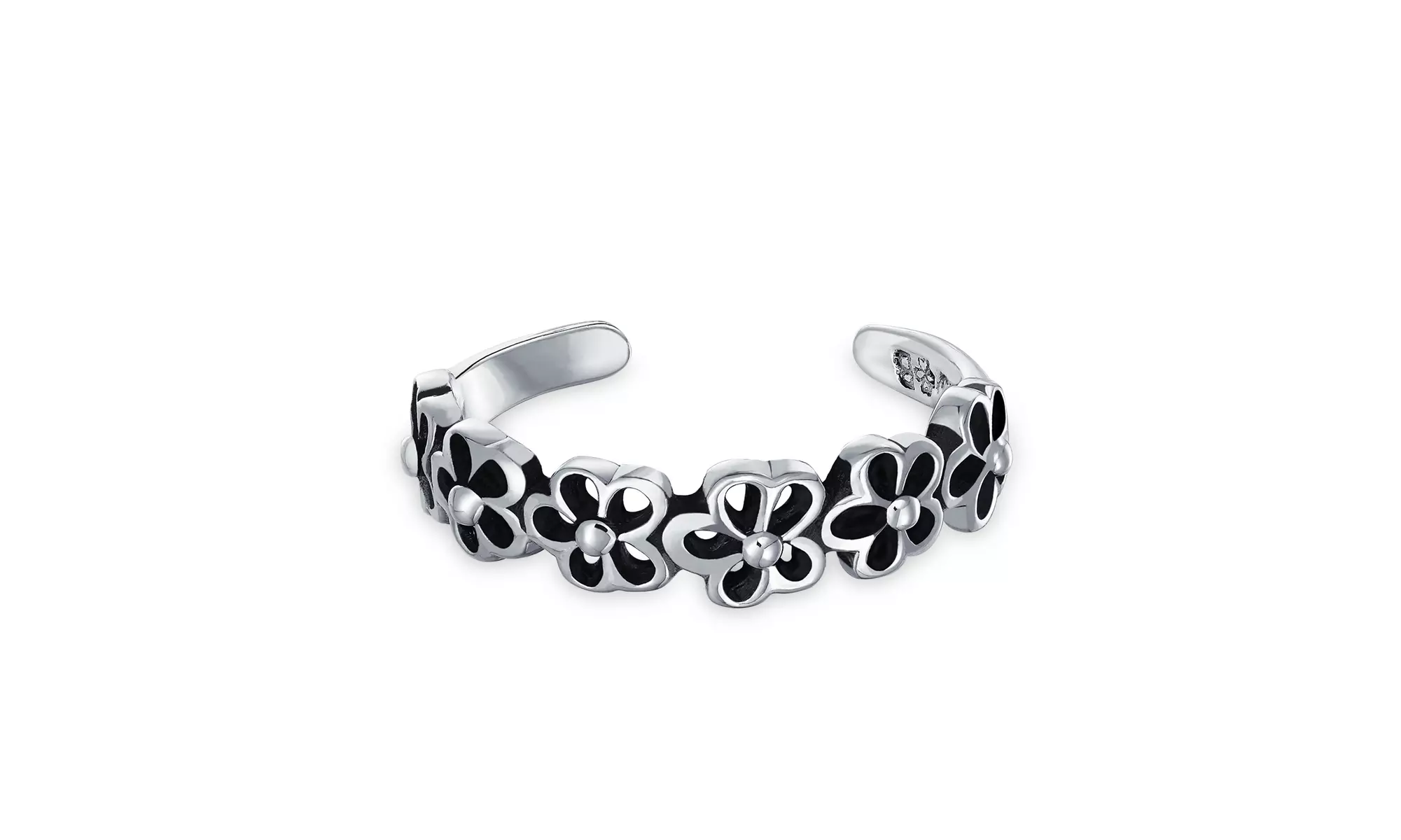 Daisy Flowers Open Cut Out Midi Band Toe Ring 925 Silver Sterling - Second Medium
