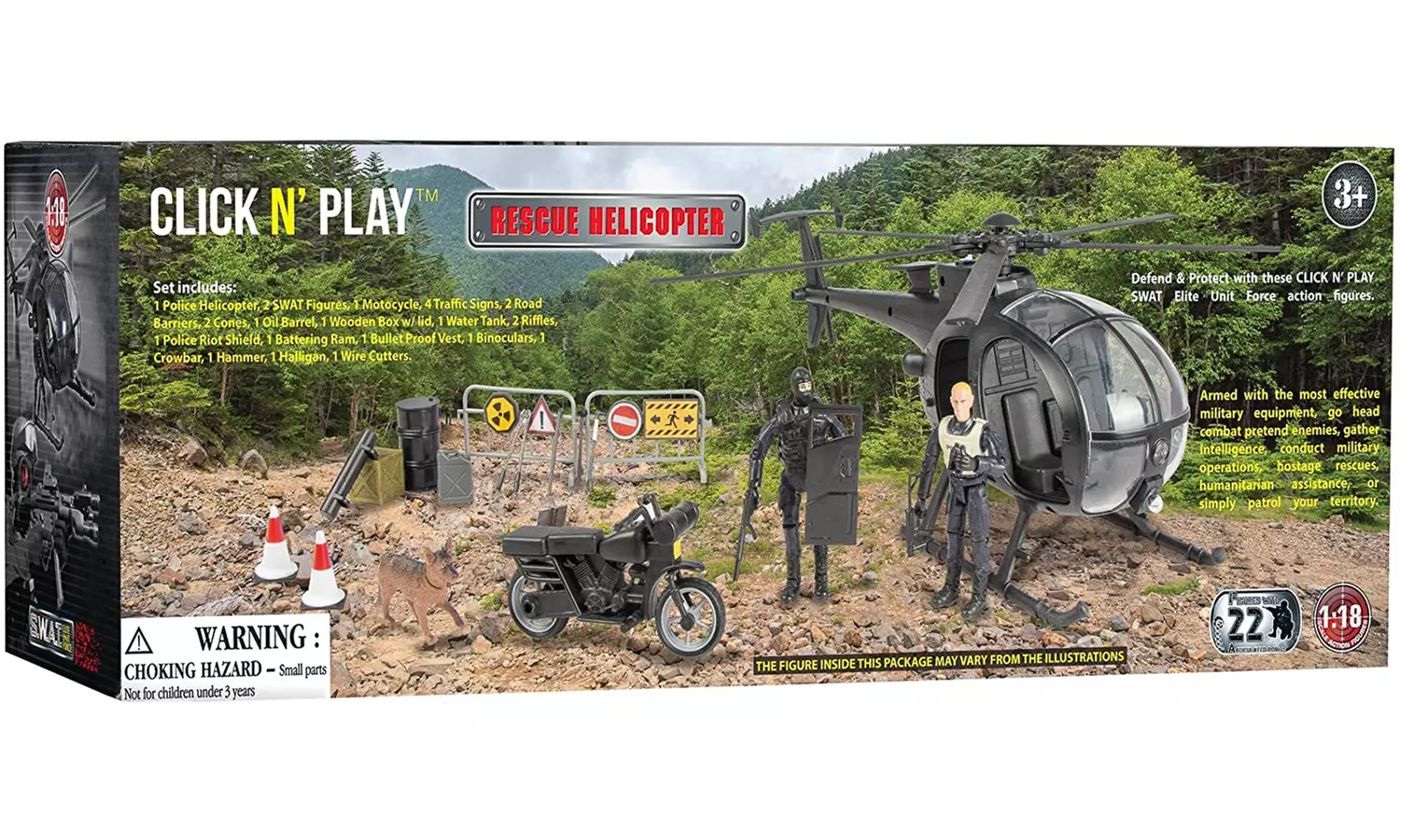 Click N Play Military SWAT Elite Unit Rescue Helicopter 26 Piece Play Set - Primary Image