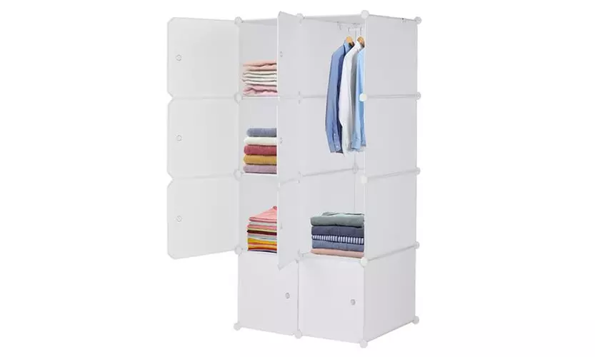 8 Cube Organizer Stackable Plastic Storage Shelves Closet Cabinet White - Primary Image