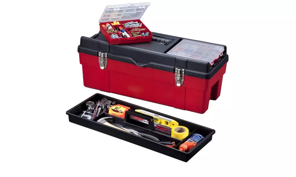 Stack-On 26" Plastic Tool Box w/2 Removable Boxes-Red - Primary Image