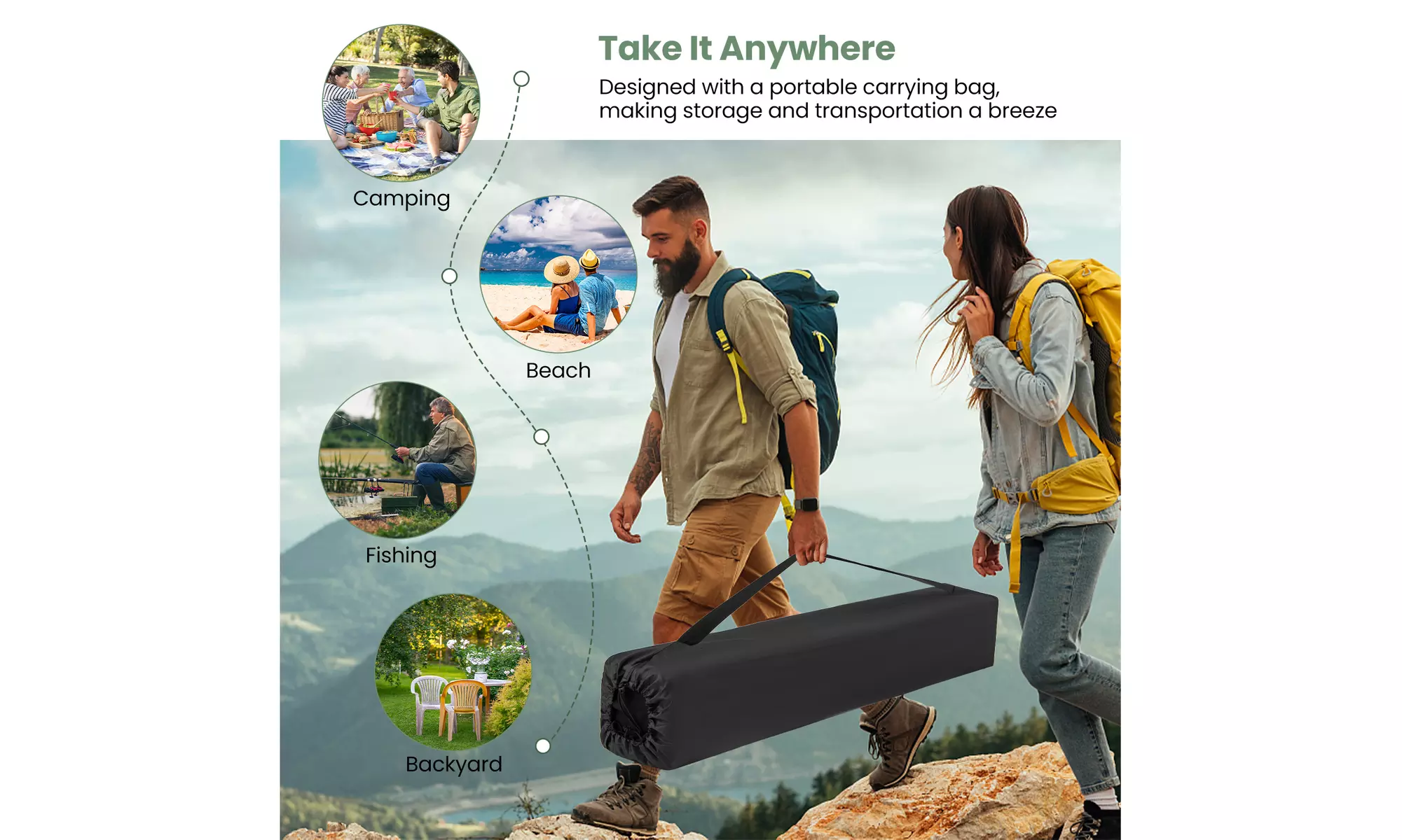 Costway Pop-up Camping Tent for 4 to 6 People with Rainfly Skylight and 3 Doors