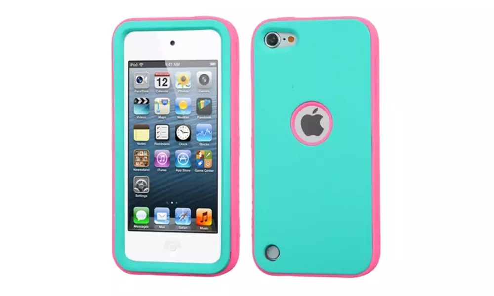 Insten Teal Green/Lightning Pink Case iPod touch 6th 6G 6 5th 5G 5 - Primary Image