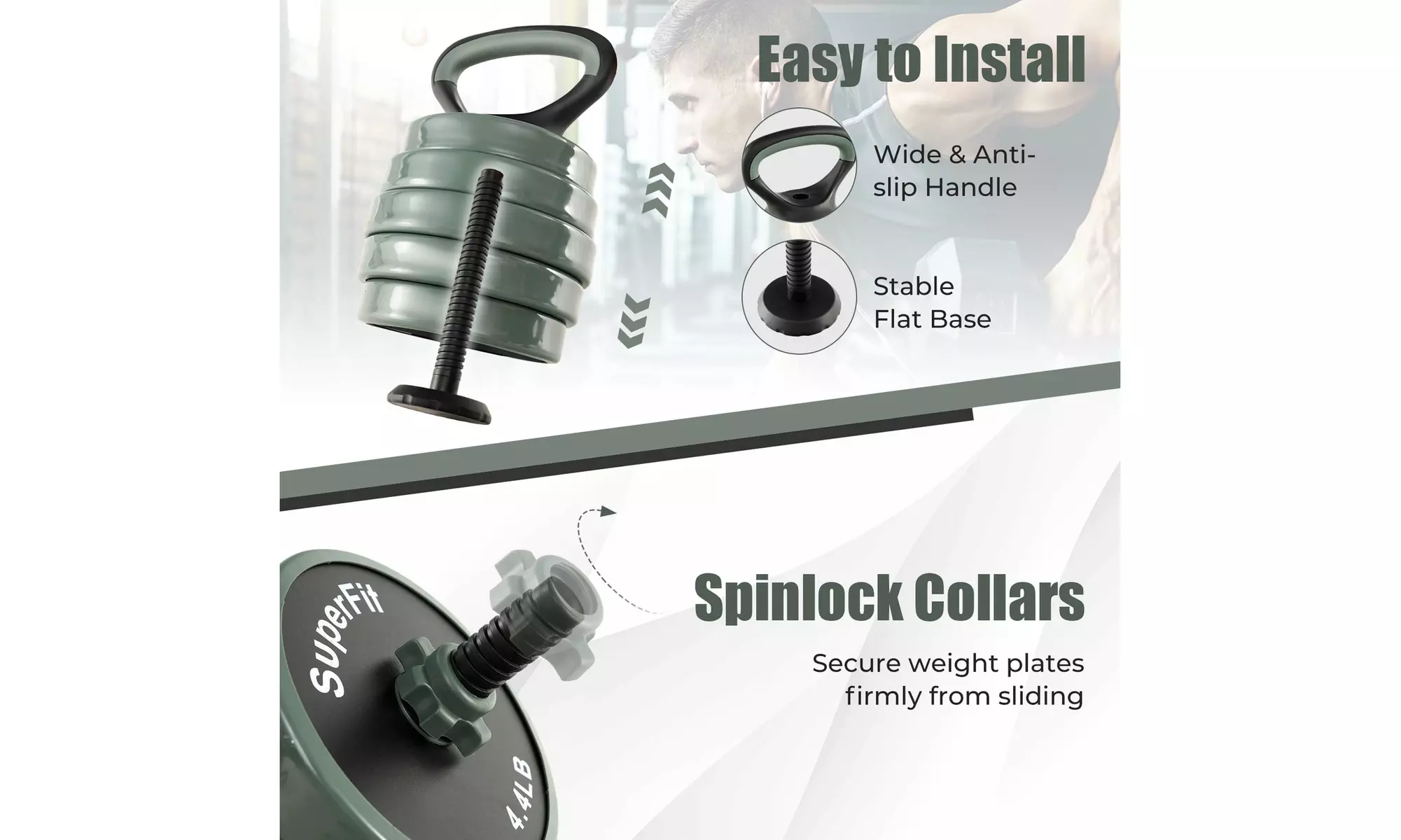 Costway 4 in 1 Adjustable Weight Dumbbell Set 47lbs Free Weight Set