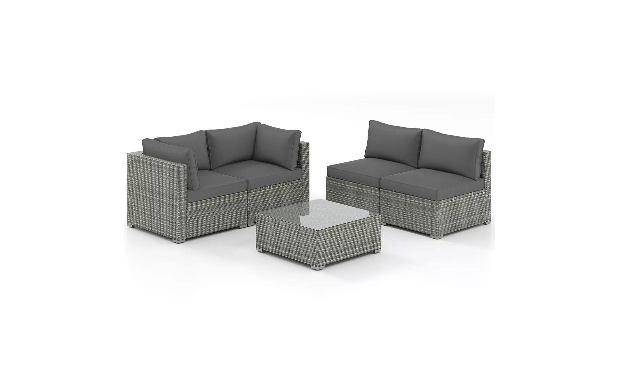Costway Outdoor Patio Sectional Sofa Couch PE Rattan Conversation Set