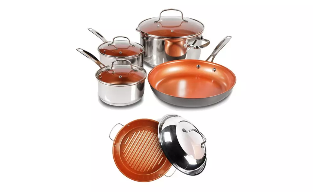 Nuwave Duralon Premium Ceramic 7-Piece Cookware Set w/ BBQ Grill Pan - Primary Image