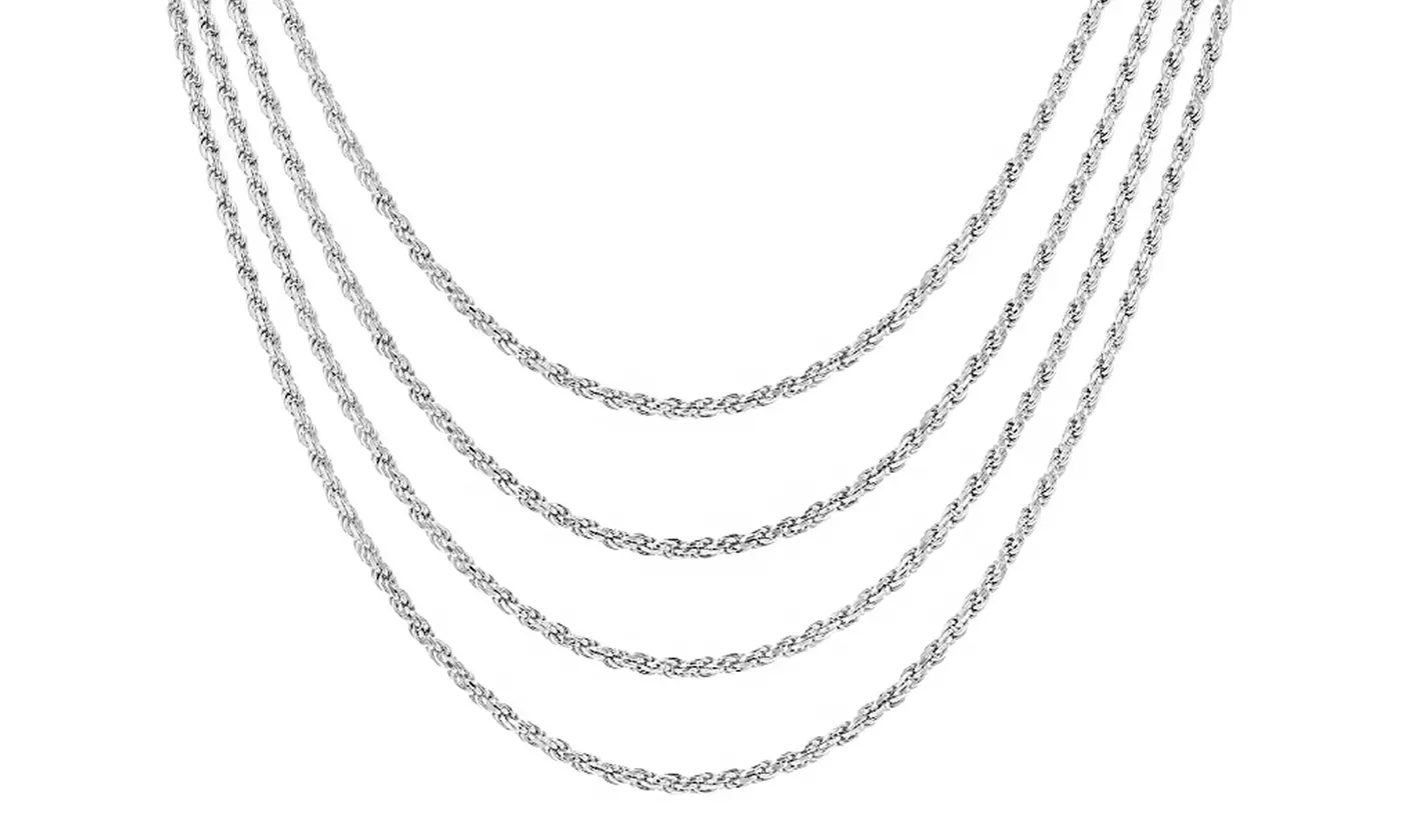 Paolo Fortelini Sterling silver set of 4 rope chain necklace in 18",20",24",30"