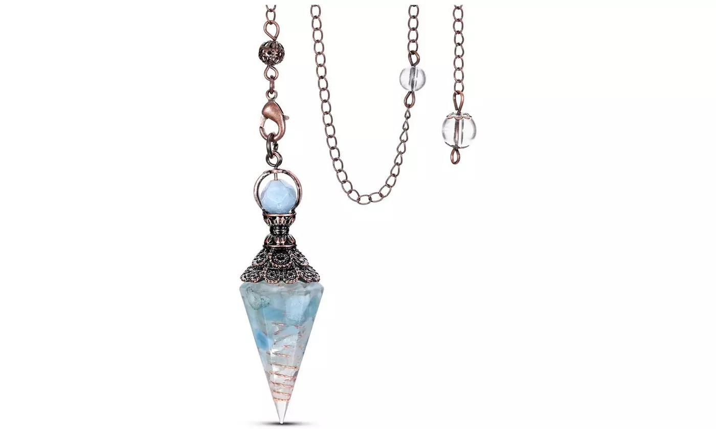 Natural Quartz Chakra Crystal Reiki Gemstone Orgone Pendulum Pendant with Box