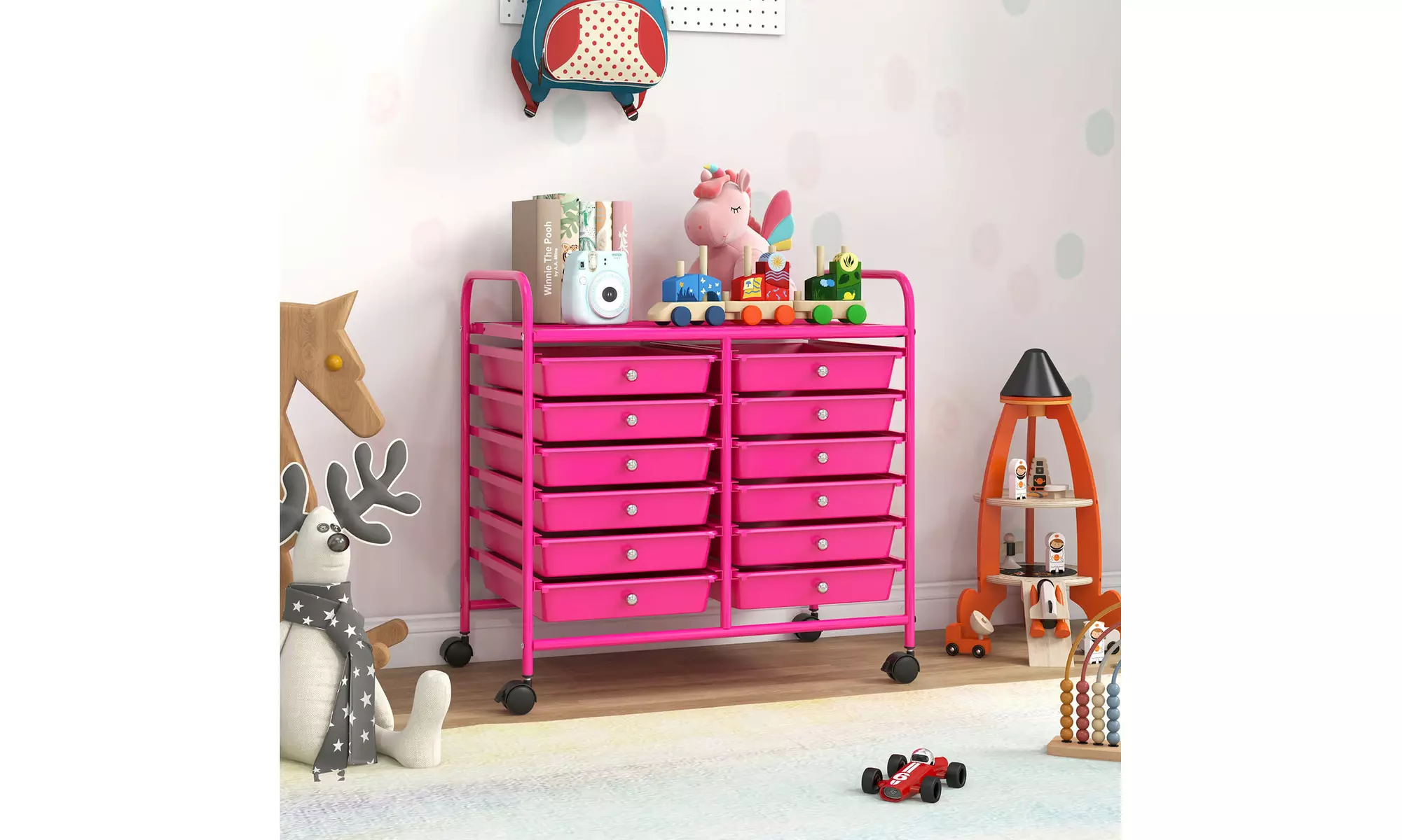 Costway 12 Drawers Rolling Cart Storage Scrapbook Paper Studio Organizer Bins