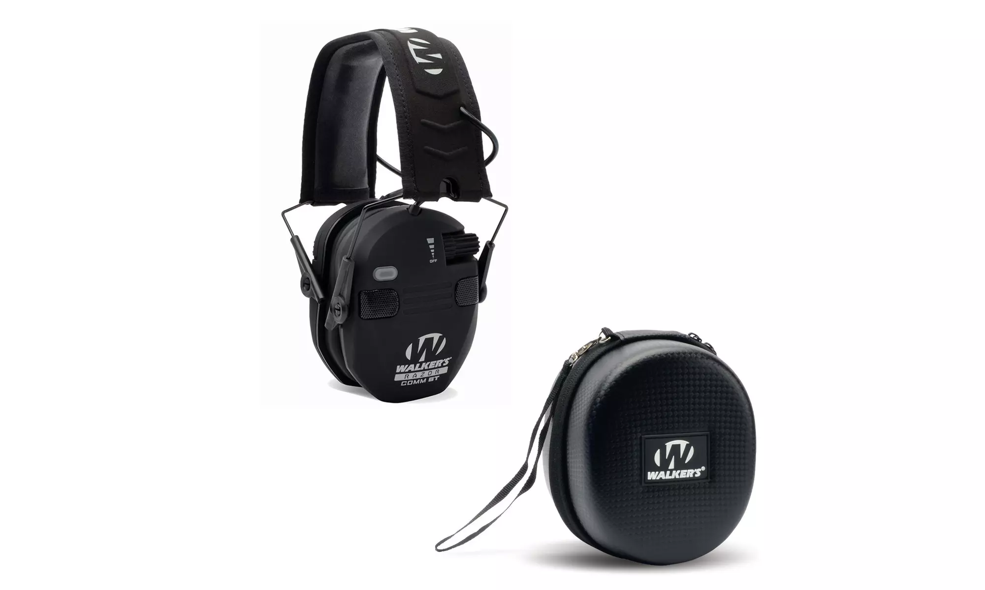 Walkers Razor Slim Electronic Quad Muff (Black) with Hearing Protection Case - Primary Image