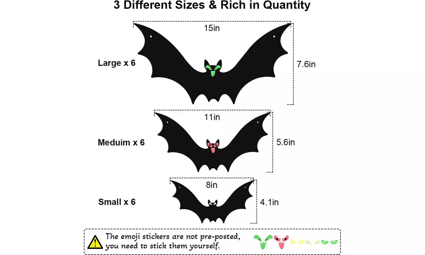 18PCS Hanging Flying Bats with Glowing Eyes Halloween Outdoor Yard Decoration