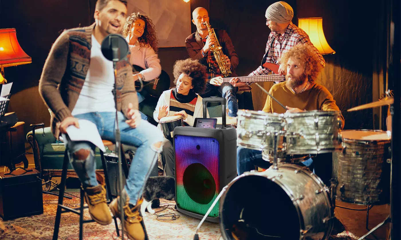 Kocaso Portable Bluetooth Party Speaker Karaoke Speaker with Colorful Lights