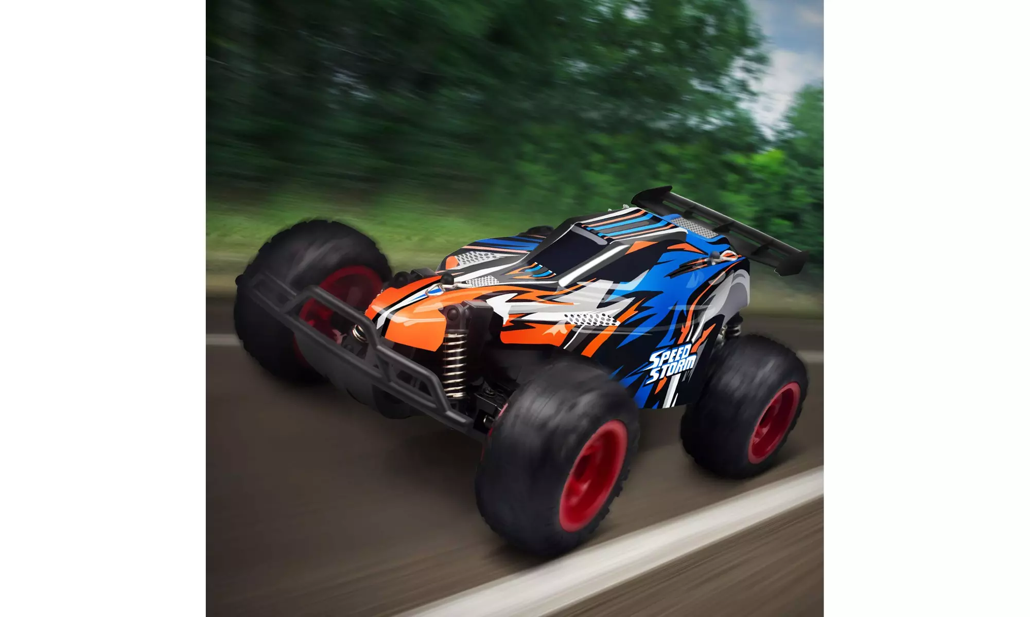 JEYPOD Remote Control Car, 2.4 GHZ High Speed Racing Car with 4 Batteries, Blue - Primary Image