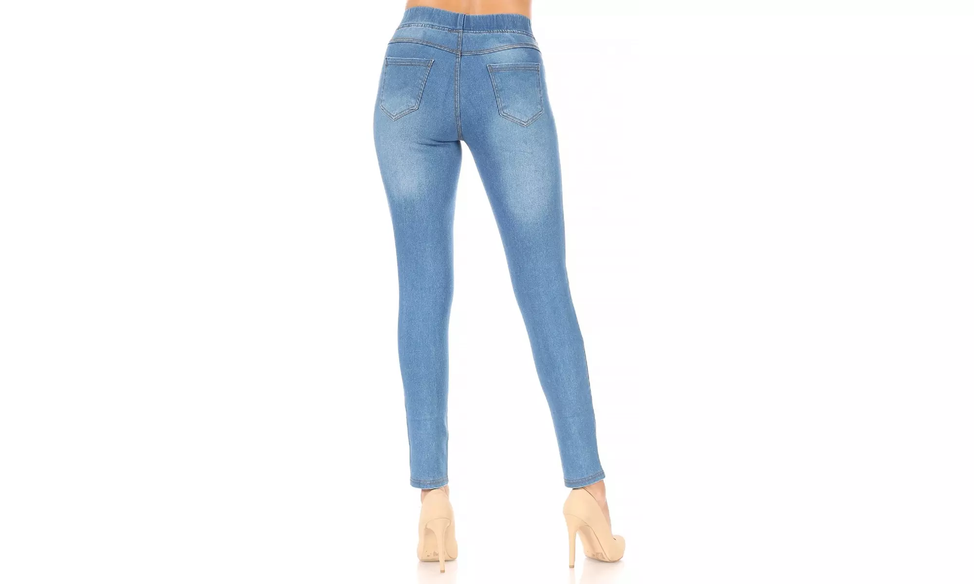 JVINI Ladies High Waist Classic Pull-On Skinny Denim Jeggings