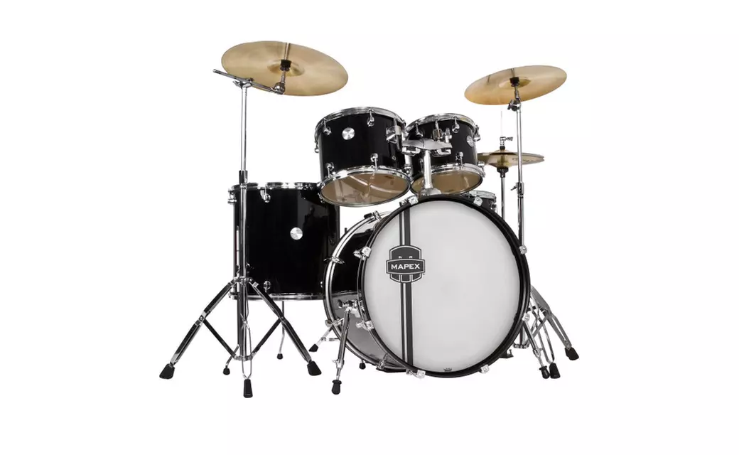 Mapex Voyager Rock 5-Piece Drum Set w/ Cymbals - Black - Primary Image