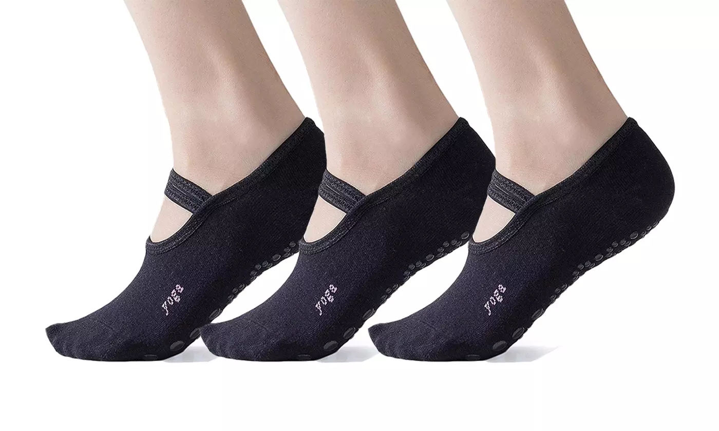 1-3 Pair Yoga Sock for Women Non-Slip Grips & Straps Dance Socks Pilates Socks