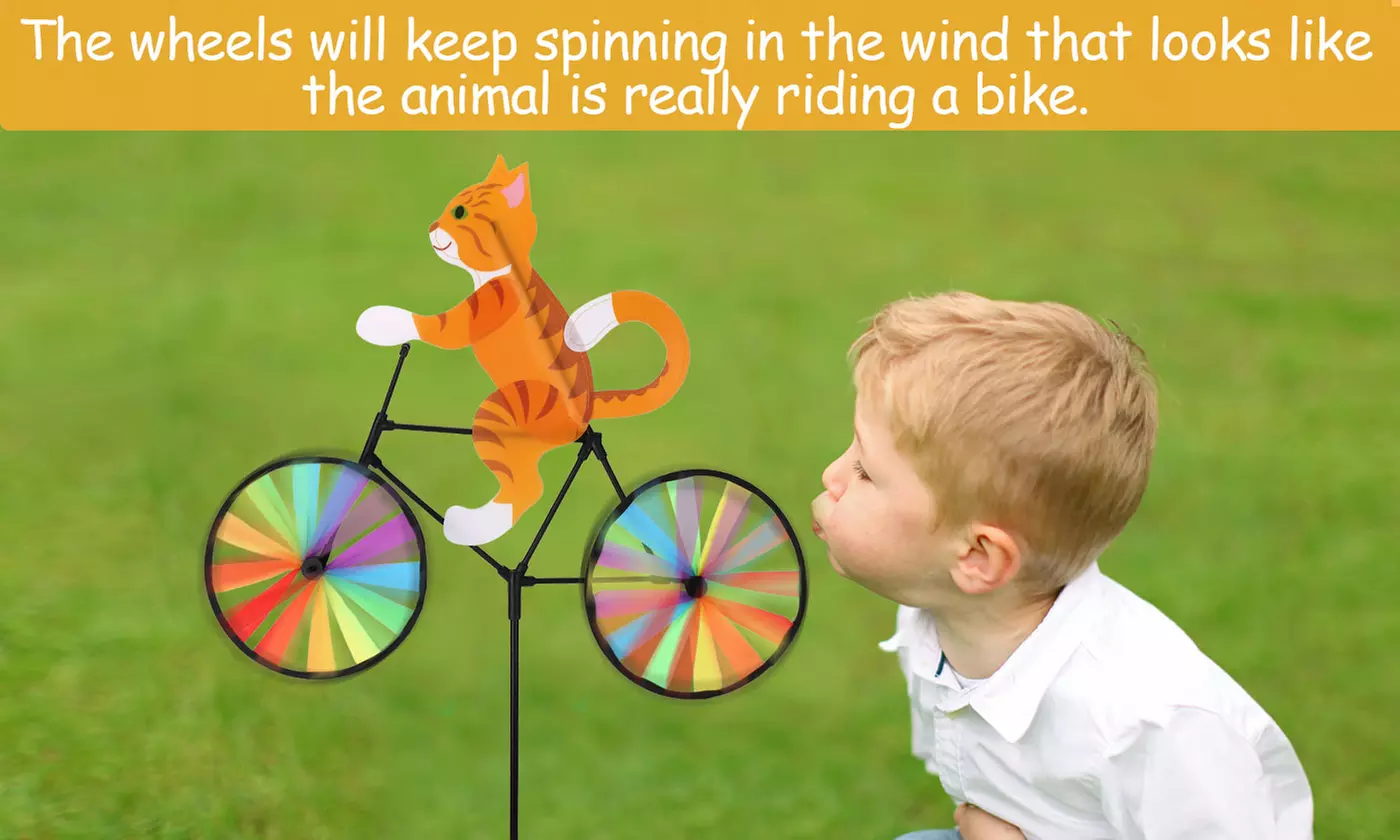 20" Animal Bike Wind Spinner Windmill Garden Funny Cat Dog Whirligig Pinwheel 