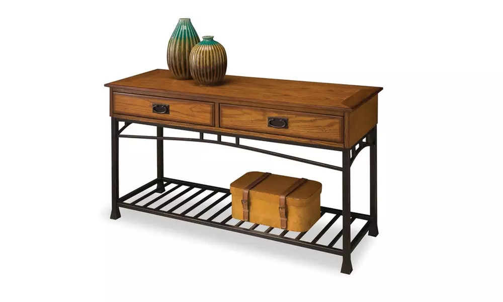 Modern Craftsman Distressed Oak Sofa Table - Primary Image