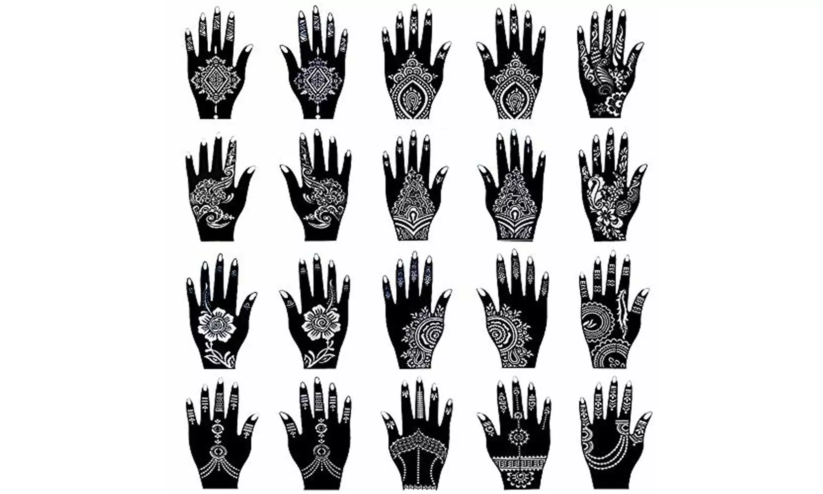 Xmasir Henna Tattoo Stencil Kit/Temporary Tattoo Template Set of 20 Sheets - Primary Image