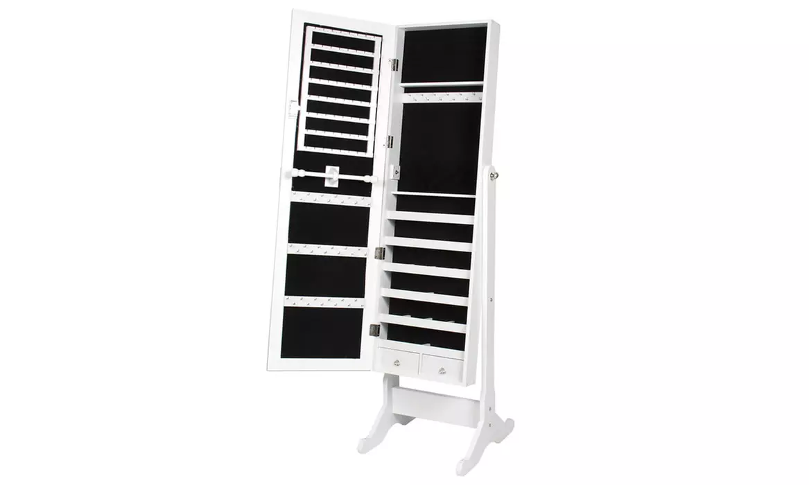 Mirrored Armoire Jewelry Organizer Storage with Stand - Second Medium