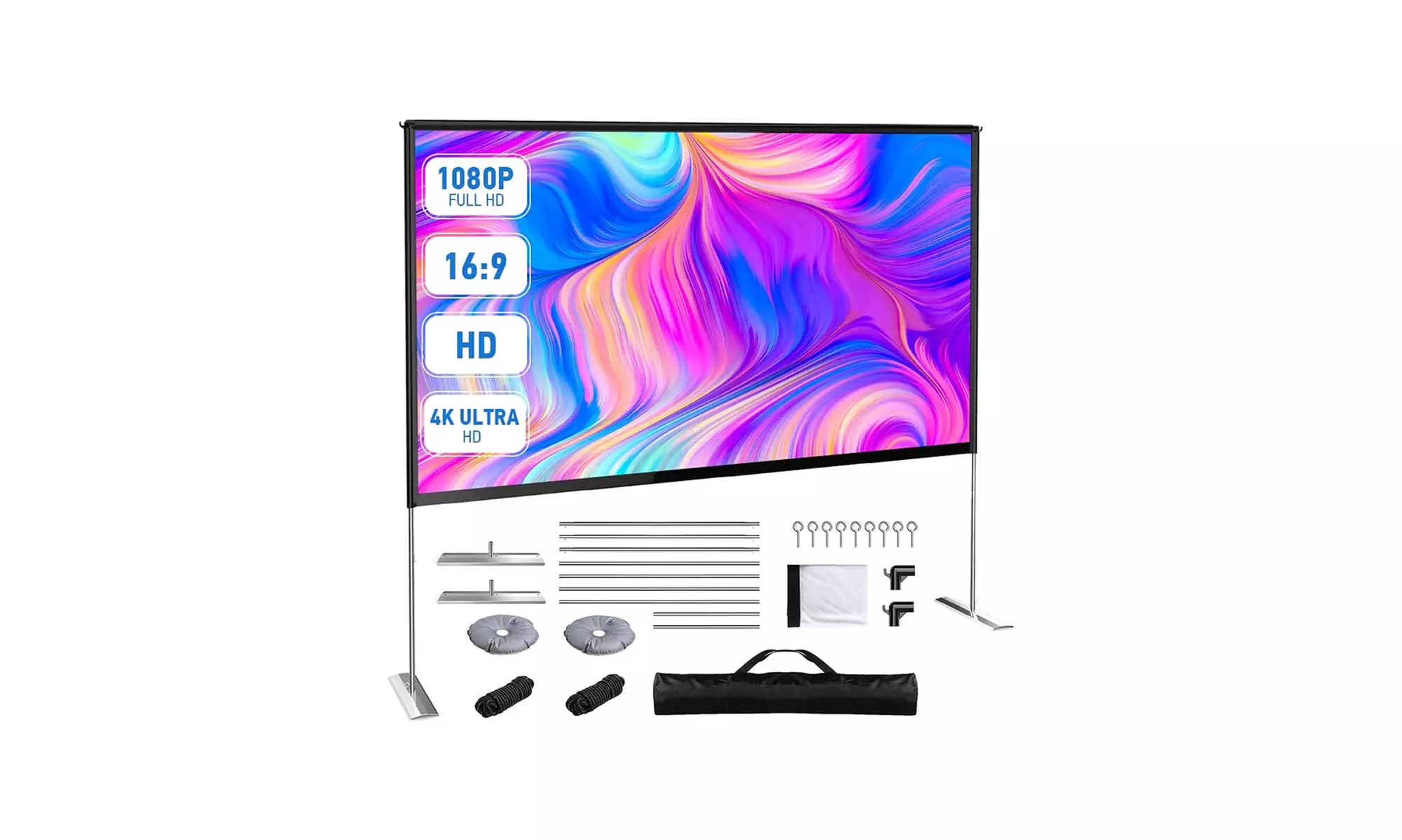 MOOKA Mini Video Projector Screen 100 Inch - Silver - Primary Image