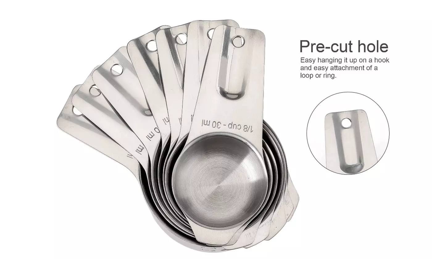 7 Piece Stainless Steel Measuring Cups Set for Dry or Liquid Ingredients
