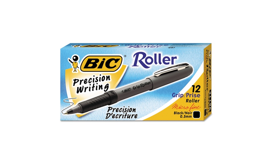 BIC Grip Stick Roller Ball Pen, Black Ink, .7mm, Fine, Dozen | Groupon