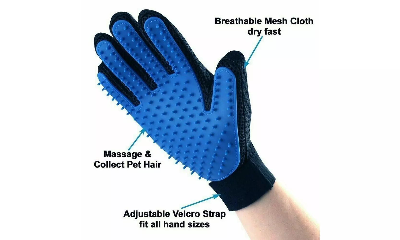 1-2 Pair Pet Dog Cat Deshedding Brush Grooming Glove Massage Hair Fur Removal