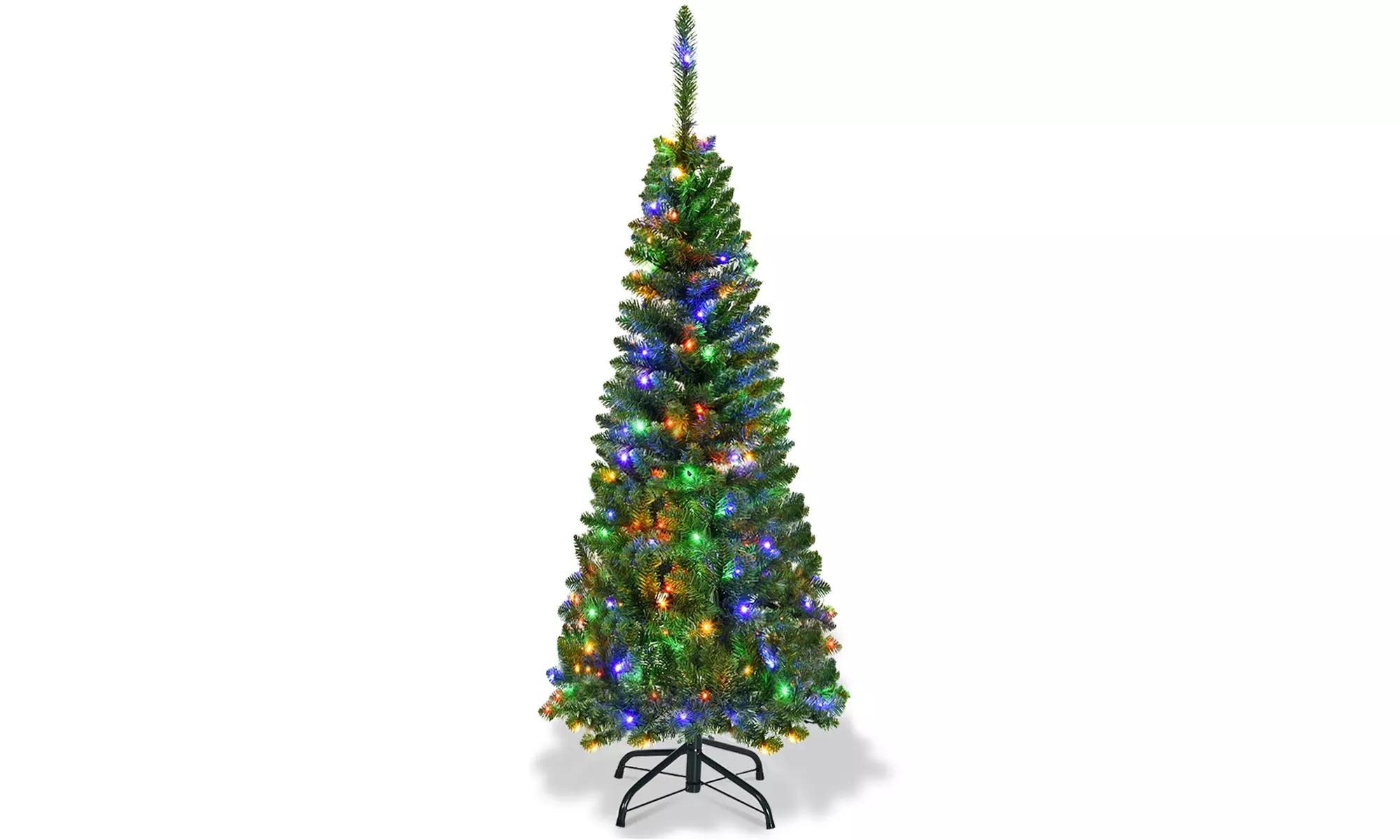 Costway 4.5/6.5/7.5ft Pre-Lit Hinged Artificial Fir Pencil Christmas Tree 