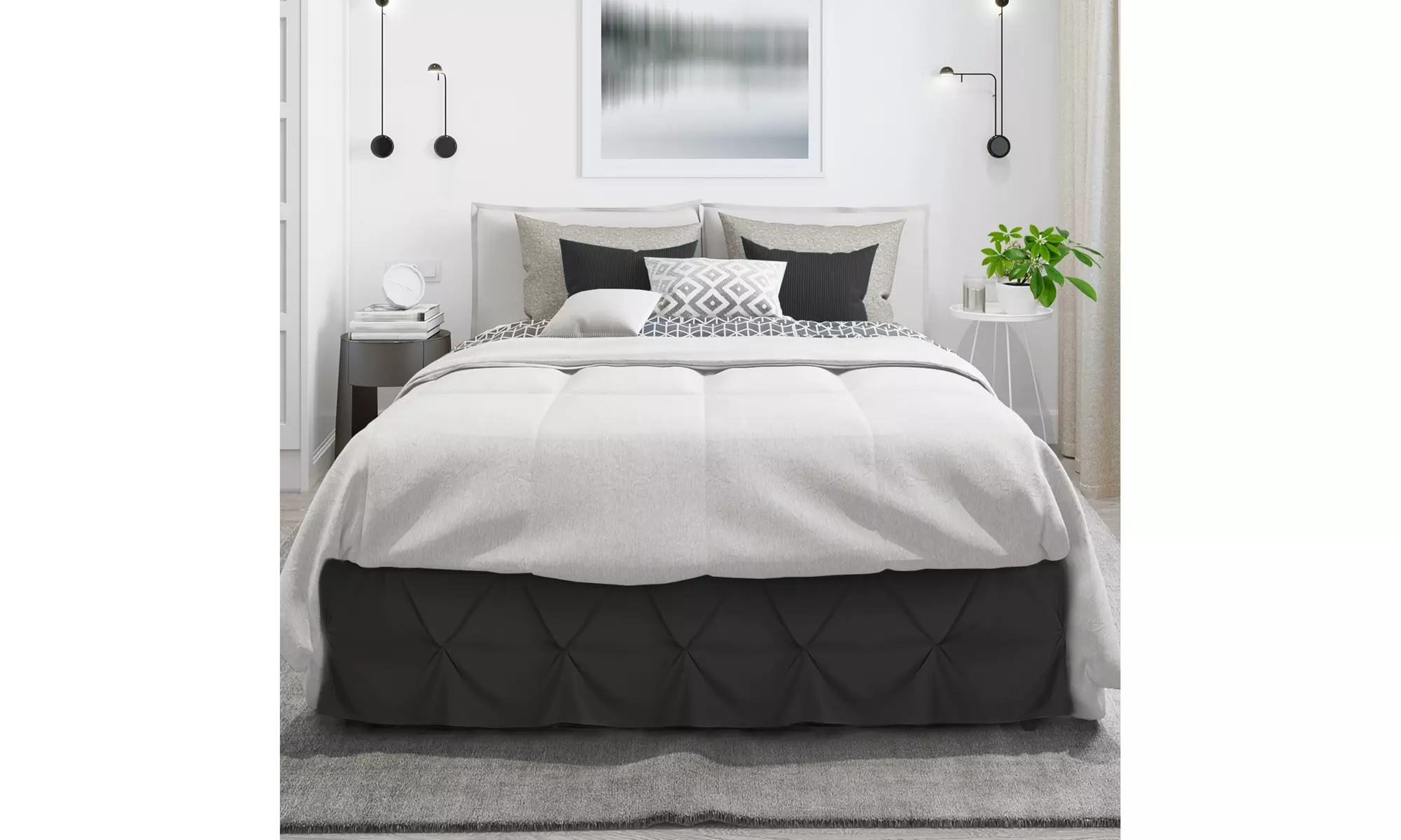 Nestl Pinch Pleat Bed Skirt - 14 inch Tailored Drop Pintuck Dust Ruffle