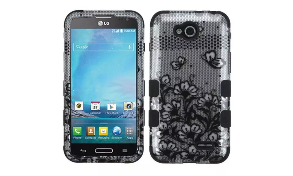 Insten Black Lace TUFF Hybrid Hard Phone Case For LG D415 Optimus L90 - Primary Image