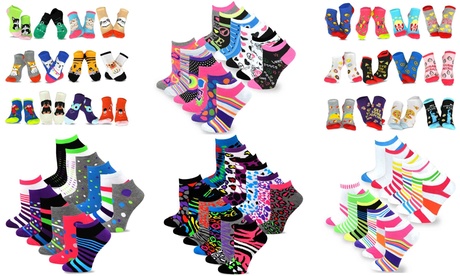 12 Pair Teehee Socks Casual And Fun Low Cut No Show Socks For Women 12 Pack Solid Black And White